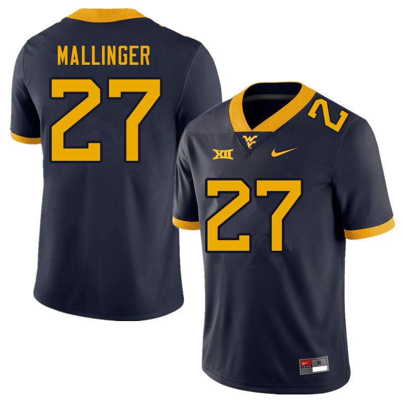 NCAA Men's Davis Mallinger West Virginia Mountaineers Navy #27 Nike Stitched Football College Authentic Jersey KU23A02DJ
